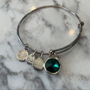 Alex and Ani May Charm Birthstone bracelet in silver with an Emerald cry…